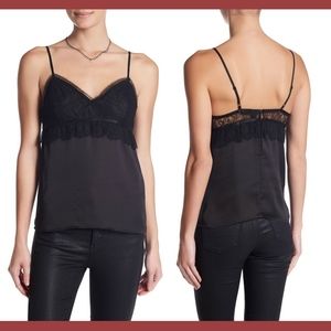 NWT $220 The Kooples Lace Camisole Silk Tank‎ Top Black [SZ 3 ]